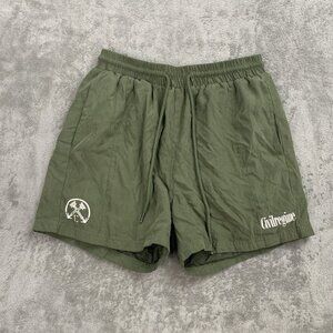 Civil Regime Shorts Mens Small Faux Suede Military Green Logo Athleisure Casual